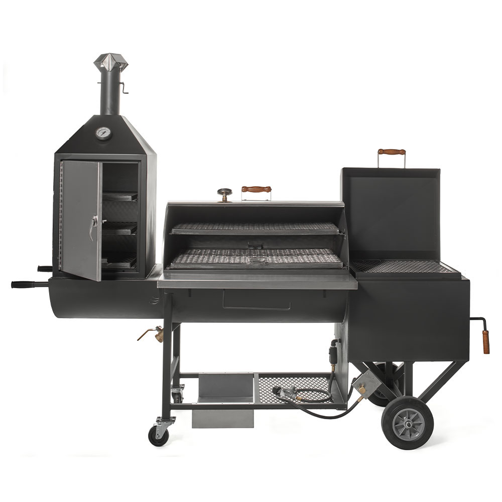 Pit smoker outlet vertical